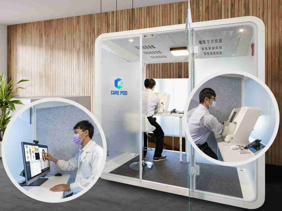 达擎于医疗科技展中展出＂远距诊疗舱＂，，以因应医疗数字化及社会高龄化趋势下、、、复诊及慢性病患等族群对于远距看诊需求逐渐升高所推出的创新整合方案。。多功能合一、、、、高隐私性的远距诊疗舱可根据病患端与医师端的不同需求，，，提供弹性化及客制化功能，，，节省医生和病患的精力及时间